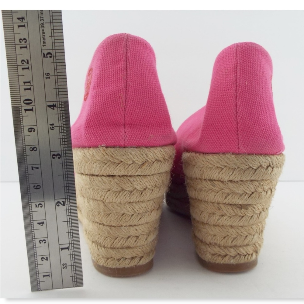 TORY BURCH Red & Pink Canvas Espadrille Wedges 11 - Picture 6 of 8